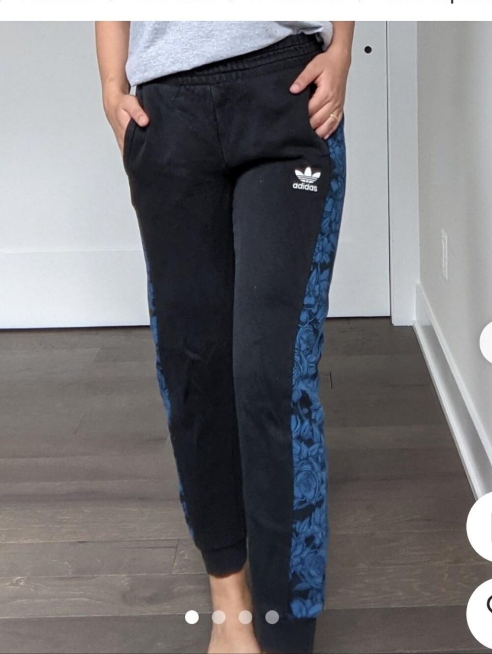 Adidas OriginalsBlack And Blue Floral Jogger Pants Size XS
